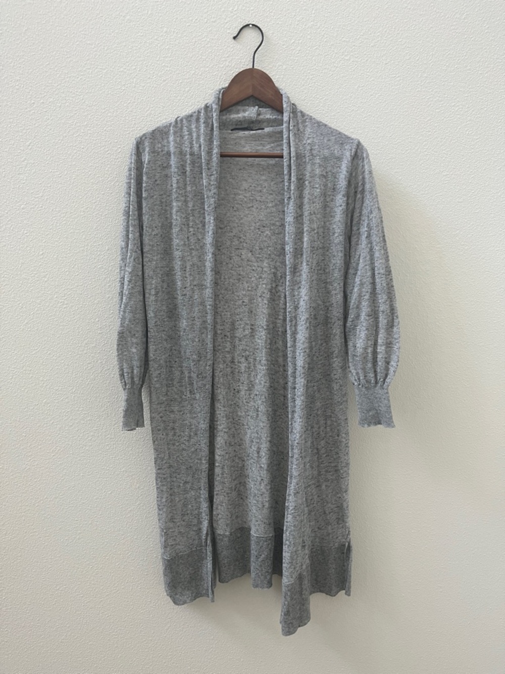 Heather Gray Open-Front Long Cardigan